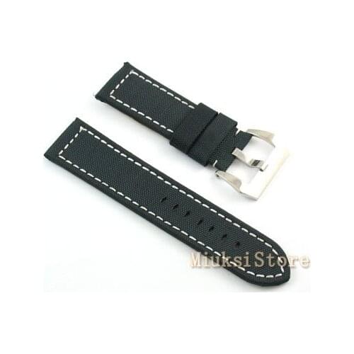 Wrist watch Band Stainless steel buckle 24mm cloth leather watch strap new brand