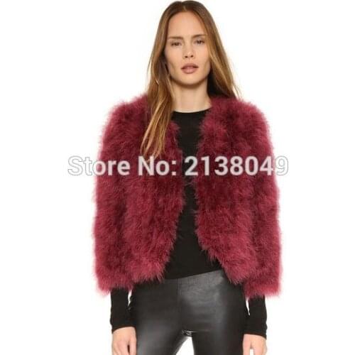 SF0020 Fashion V neck many colors Fluffy Turkey Feather Fur Jackets feather jackets