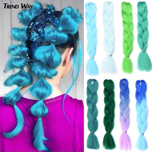 Trend Way 24Inch Kanekalon Ombre Braiding Hair Straight Jumbo Braiding Hair Girl Elf Party Hair Colorful Yellow Purple Hair