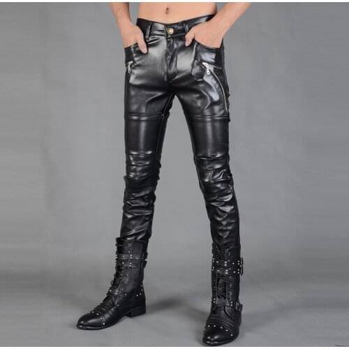 New style stage performance Hair Stylist man cultivate ones moral character tootsies leather pants