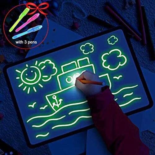 LED Night Light Drawing Board Graffiti Doodle Drawing Tablet Magic Draw With Light-fun Fluorescent Pen Child Puzzle Toy L Code