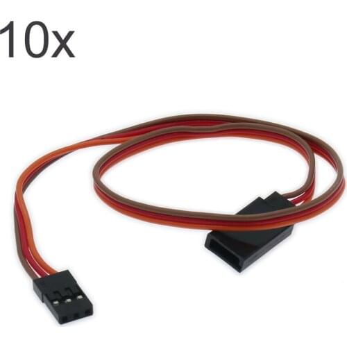 10x300mm Male Female Servo Extension Cable Jr Plug 3pin 22awg 60-65 Core Super Soft For Airplane Quadcopter Wire and Connectors