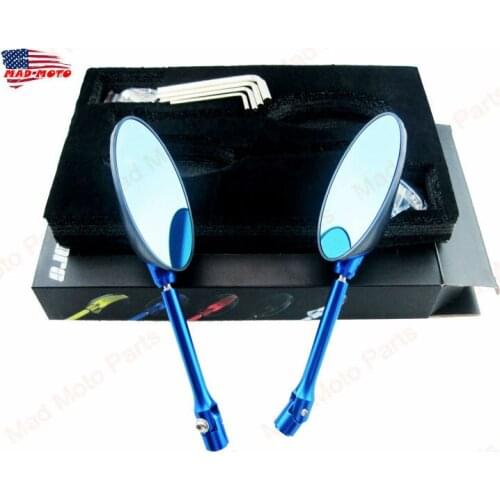 MAD MOTO Universal 6061 Aluminum Motorcycle Rearview Mirrors BLUE color
