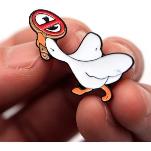 YQ093 Trick Goose Enamel Pin Not A Duck Alarm Badge for Bags Scarf Tops Tie Jeans Decorative Cartoon Brooch Jewelry Teens Gifts