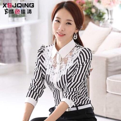 Women Blouse Striped Long Sleeve Large Size Chiffon Shirt Blusas Ropa De Mujer