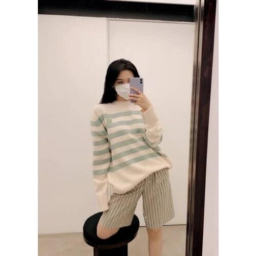 2021 New Autumn Casual Ladies Sweater AC Striped High Quality Women Sweater Round Neck Loose Fashion Elegant Female Sweater T289