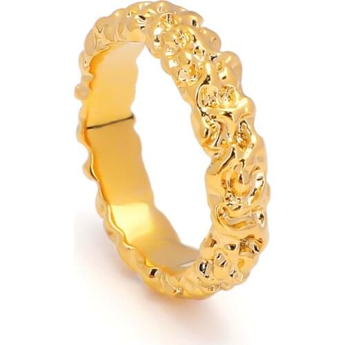 VAROLE Punk Silhouette in Textured Rings For Women Gold Color Chunky Ring Fashion Jewelry Anillos Mujer