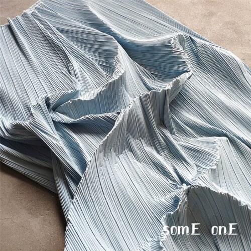 Stiff Pleated Fabric Miyake Folds Old Blue DIY Patchwork Pants Clothes Decor Art Painting Skirt Dress Designer Fabric