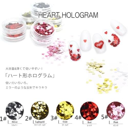 1bottle 2017 new Japan Korea Nail Art Decoration Colorful Nail Sticker Kawaii Shining Heart DIY Nail Tools for Manicure