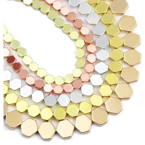 2/3/4/6MM Flat Hexagon Hematite Beads Natural Stone Spacer Loose Beads For Jewelry Making Diy Handmad Bracelet Accessories