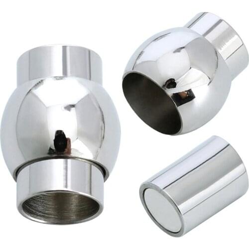 2pcs/lot Silver Color Stainless Steel Magnetic Clasp Hooks Hole Size 6mm For Leather Cord DIY Men Women Jewelry Findings