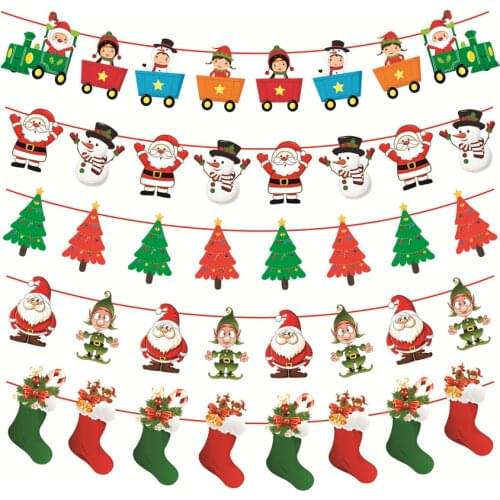 2020 Christmas Decoration Banner Flag New Year Decoration Santa Snowman Parachute Flags Garlands Christmas decoracion navidad