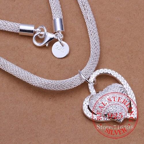 2020 Vintage Bijoux Luxury Love Heart Chain Statement Pendant Necklace for Women 925 Sterling Silver Fine Jewelry Accessories