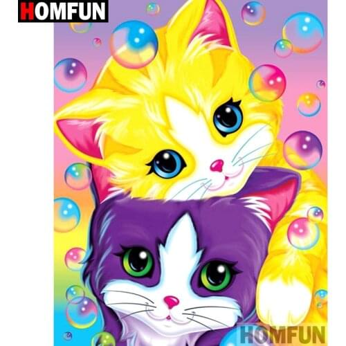 HOMFUN Full Square/Round Drill 5D DIY Diamond Painting "Cartoon cat" Embroidery Cross Stitch 3D Home Decor A10755
