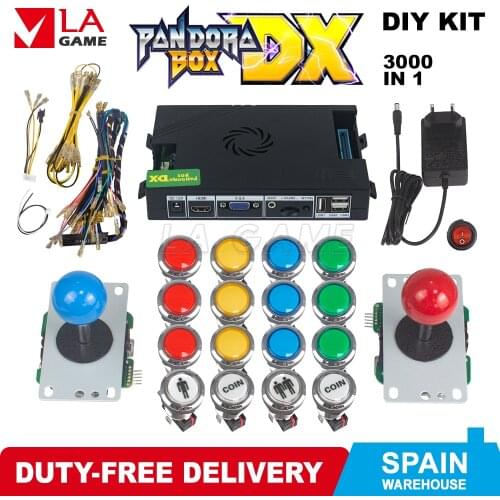 Bartop Arcade Kit Pandora Box Dx 5 Pin 8 Way Sanwa Arcade Joystick Chrome Plating Illuminated Arcade Button Style HD720P