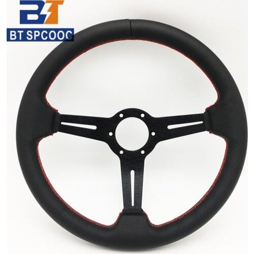 Car Leather Steering Wheel 14 Inch 350MM Rally Tuning Drift Racing Sport Perforated leather Steering Wheel Universal With logo