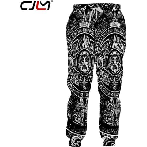 CLJM New Fashion Hip-hop Trousers Mens Guard Pants Streetwear Man Black White Totem 3D Printing Punk Style Pants Dropship 5XL