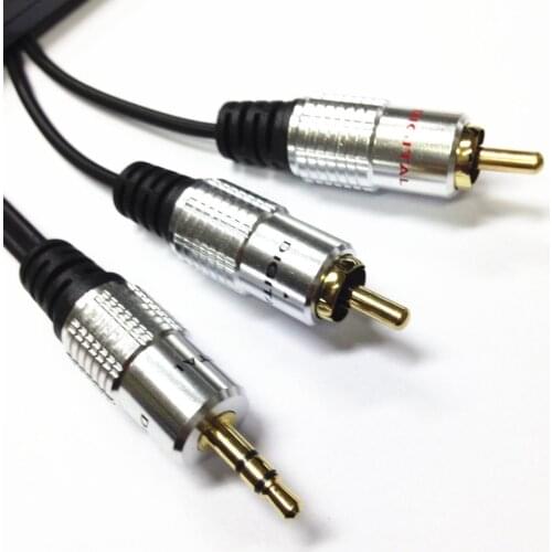 Black 5ft 1.5m 1/8" 3.5mm Stereo Male to 2RCA Male OFC Audio Cable Cord Goldplated Plug for iPod/MP3 3M 10FT