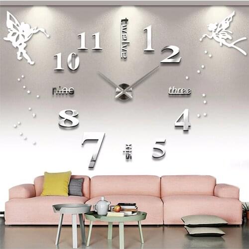 Digital Wall Clock Quartz Silent 3D DIY Large Decorative Clock Acrylic Mirror Wall Stickers for Living Room Decor