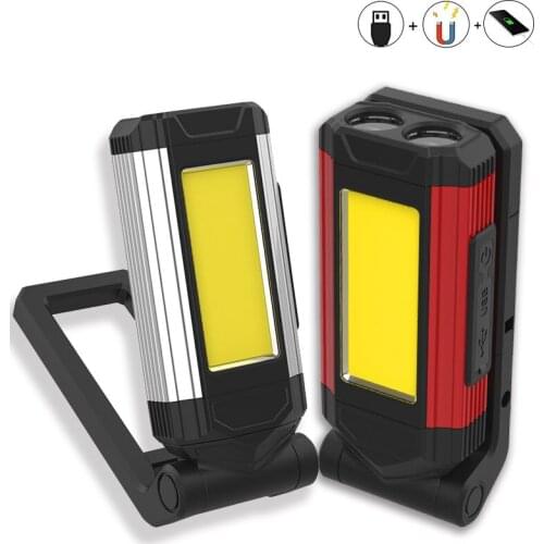 COB Work Light LED Flashlight Camping Lamp USB Rechargeable Lantern As Power Bank with Tail Magnet Waterproof Adjustable Lantern