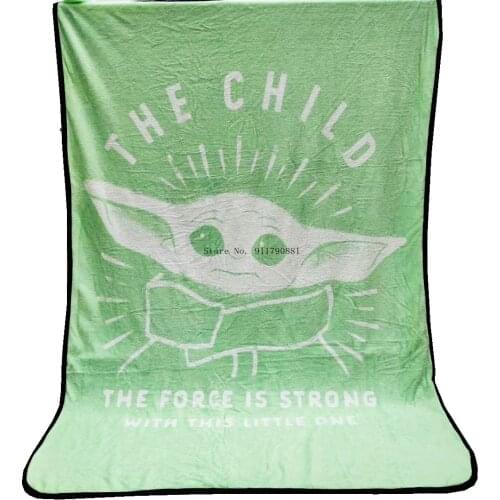 Disney Star Wars Cute Yoda Baby Design Grey Green Super Soft Comfy Coral Velvet Blanket Boys and Girls Sofa Bedroom Supplies