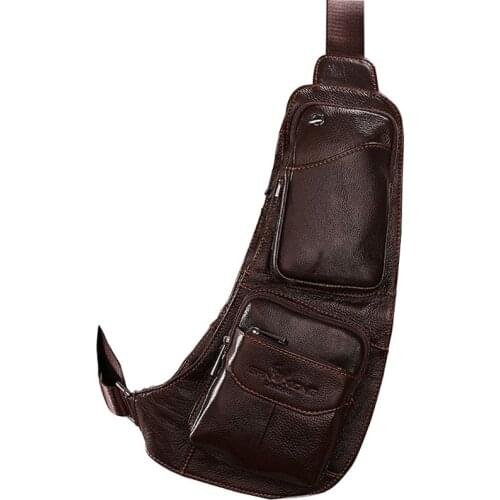 Mens PU Leather Chest Sling Crossbody Shoulder Bag Phone Pouch Casual Pack