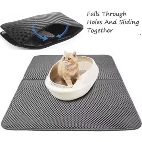 Double Layer Pet Cat Litter Recycling Mat EVA Waterproof Clean Trapping Mesh Pad Non-slip Kitten Bed Sandbox Filter