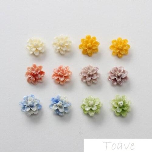 Hipster Three-dimensional Flower Side Hole Patch Flower DIY Ear Stud Material Accessories 8pcs
