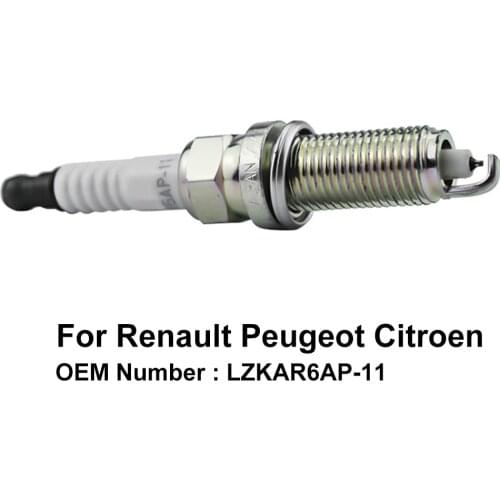 COWTOTAL Iridium Spark Plug for Renault Grand Scenic Fluence Peugeot 206 307 407 607 Citroen C8 OE LZKAR6AP-11 ( Pack of 4 )