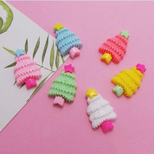 100Pcs Resin Star Christmas Tree Cabochon Decoration Crafts Flatback Cabochon Embellishments For Scrapbooking Diy Accessories