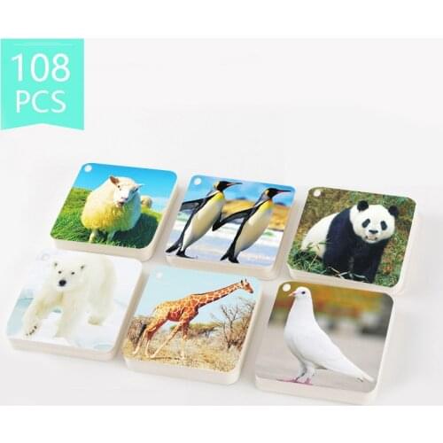 108pcs Animal Flash Cards For Kids Toddlers Chinese English Learning Games Education Words Photo cards Preschool Kindergarten