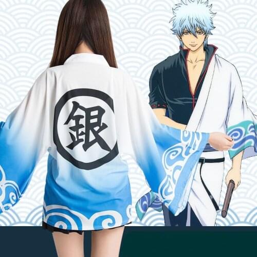 Japanese Anime GINTAMA Cosplay Costume Sakata Gintoki Long Chiffon Cloak Cosplay Costumes Halloween Carnival Party Cosplay