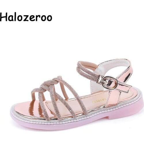 Summer Kids Princess Sandals Children Brand Rhinestone Shoes Baby Girls Beach Sandals Silver Dress Shoes Fashion Sandals New