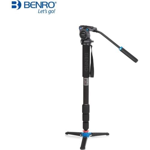 BENRO C38TDS2 Monopod Kit Carbon Fiber Camera Stands For Camera S2 Video Head 4 Section Max Loading 2.5kg Carrying Bag