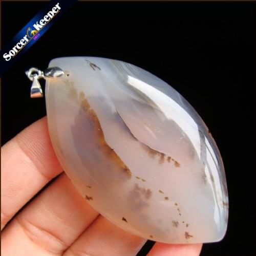 Men Jewelry Dendritic Moss Onyx Necklace Pendants Gem Stone Slide Natural Agates Pendant Healing Reiki Men Woman Gifts HS696