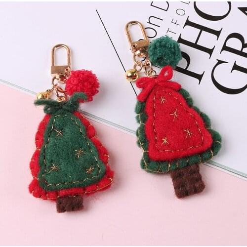 New knitting Christmas tree Apple Key chain Key ring with Gold Buckle Fashion Cute Bag Pendant Car Keychain Accessories DIY Deco