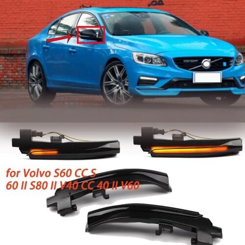Pair Dynamic LED Turn Signal Indicator Lights for Volvo S60 CC S60 II S80 II V40 CC 40 II V60 V60 CC V70 III Side Mirror Light