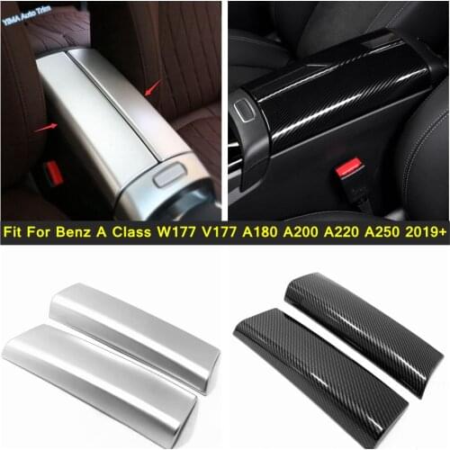 Armrest Storage Box Molding Cover Trim Matte / Carbon Fiber For Mercedes-Benz A Class W177 V177 A180 A200 A220 A250 2019 - 2021