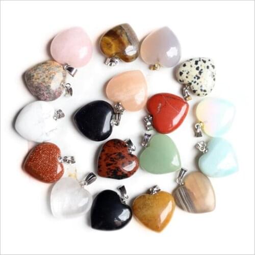 Multicolor Heart Natural Rose Crystal Love Heart Pendant Mineral Specimens Gems Stone Rocks Collectibles Jewelry Couple pendant