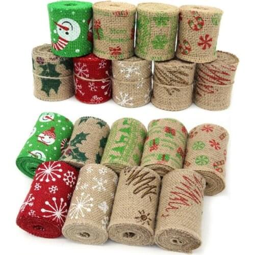 2m long 6cm wide Christmas ornaments DIY manual accessories Jute Cloth Roll Hemp Lace Linen volume Christmas snow leaves