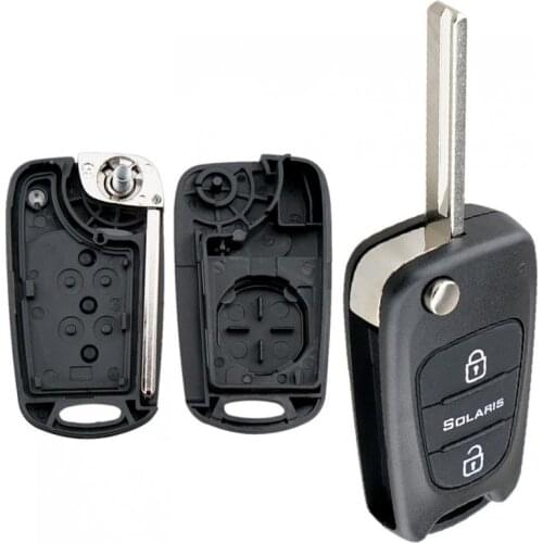 3 Buttons Flip Folding Remote Car Key Case Replacement Blank Fob Key Shell Fit for Hyundai Solaris 2018