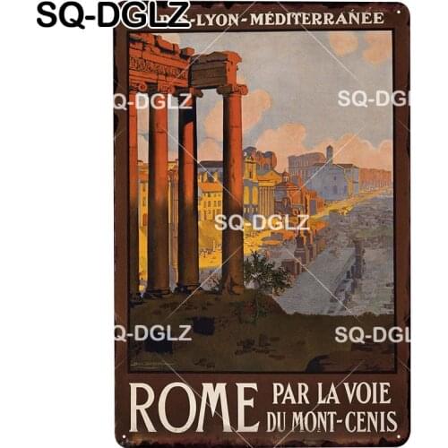 [SQ-DGLZ] ROME City Vintage Metal Signs Home Decor Tin Signs Pub Plates Metal Crafts Painting Plaques Art Poster
