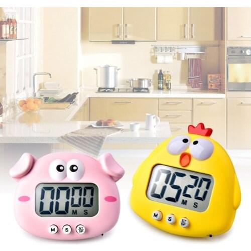 Cute Cartoon Chicken Pig Electronic LCD Digital Display Countdown Kitchen Timer Cooking Baking Helper Reminder Tool