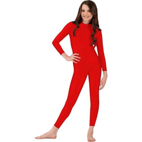 Lycra Child Gymnastics Unitards Girls Long Sleeve Dance Unitard Full Body Zentai Bodysuits Kids Spandex Catsuits Pink Dancewear