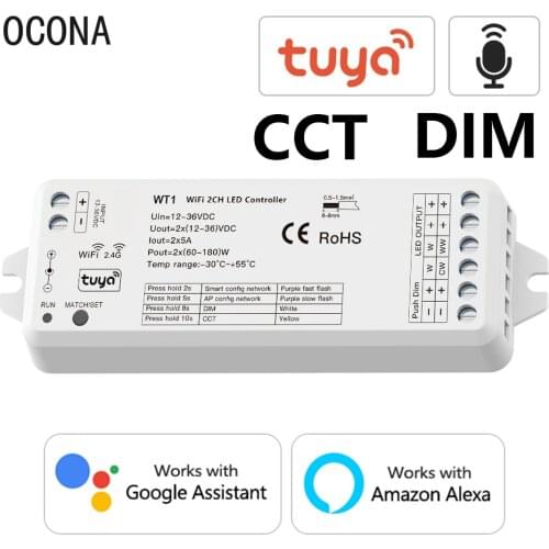Wifi LED Controller Tuya Smart APP Control 2.4G RF Wireless DIM CCT For Strip Lights Works with Alexa Google Assistant 12V 24V