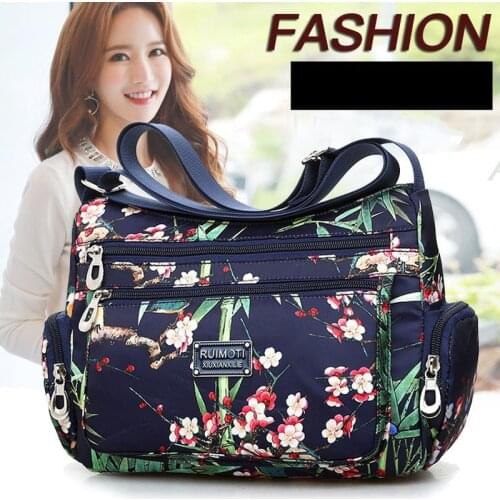 2020 New Fashion Flower Print Women Brand Shoulder Bag Women Bags Designer Ladies Nylon Messenger Waterproof High Capacity Bags