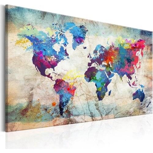 Unframed 1 Panel HD Printed Canvas Print Painting World Map Home Decoration Wall Pictures for Living Room Wall Art on Canvas