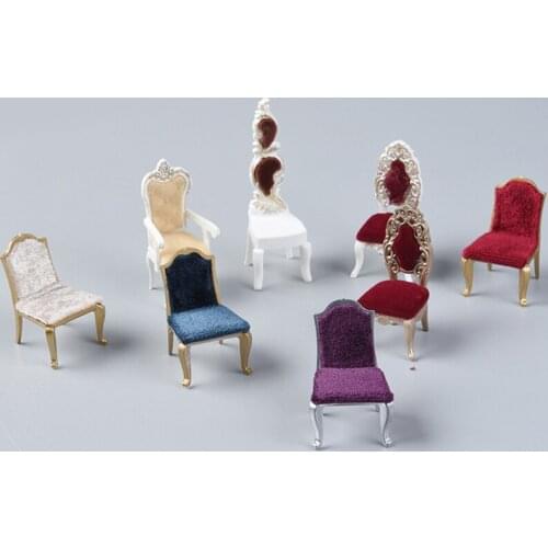 1pcs 1/12 Dollhouse Miniature Chair Furniture European Style Stool Chair Doll Decor For Kids Pretend Play Toy