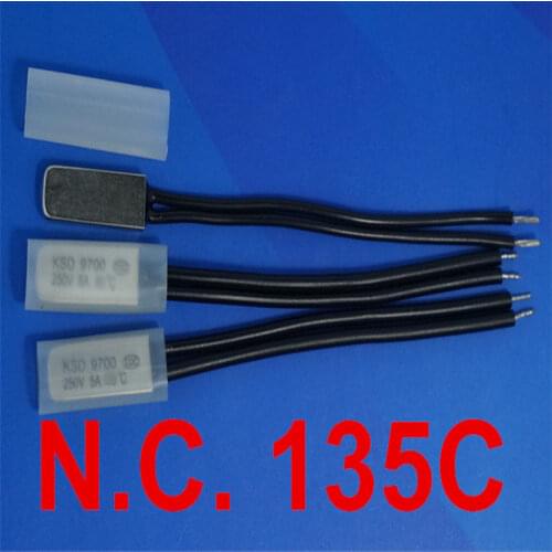100 pcs/lot) 135C KSD9700 Normally Close Thermostat, Temperature Switch, NC 135 Celsius, Bimetal Disc