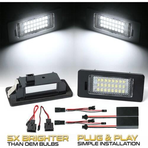 2Pcs LED License Plate Lights For VW (Passat B6 B7 B8 Alltrack) Tiguan Jetta Caddy Touran Touareg Transporter T6 Sharan T-Cross